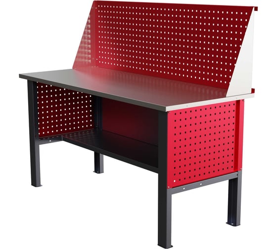 Стол верстак IRONMEBEL worky wk 1600 с экраном и перфопанелями на опорах M-IM00100K