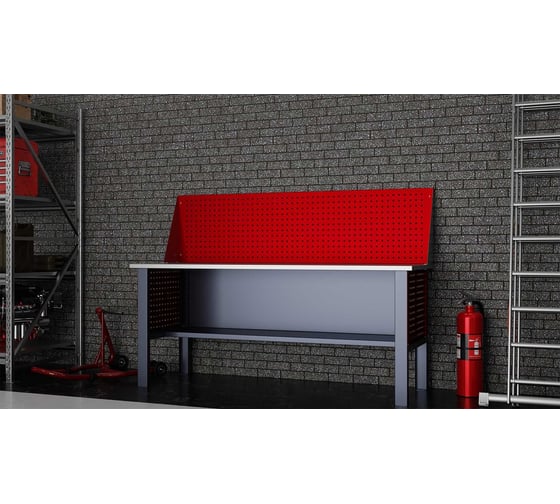 Стол верстак IRONMEBEL worky wk 1900 с экраном и перфопанелями на опорах M-IM00105K