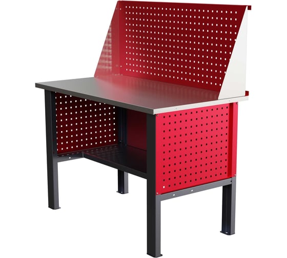 Стол верстак IRONMEBEL worky wk 1200 с экраном и перфопанелями на опорах M-IM00090K