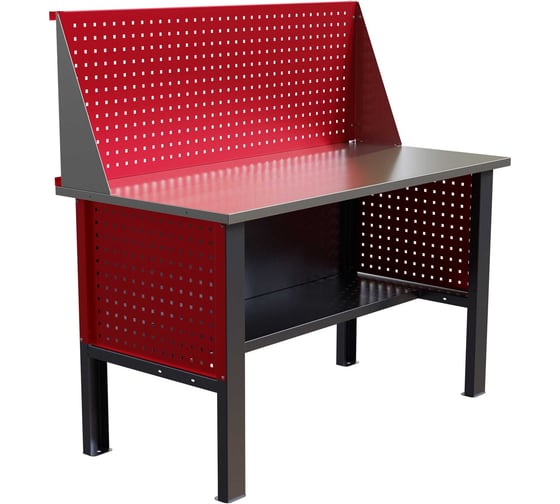 Стол верстак IRONMEBEL worky wk 1400 с экраном и перфопанелями на опорах M-IM00095K