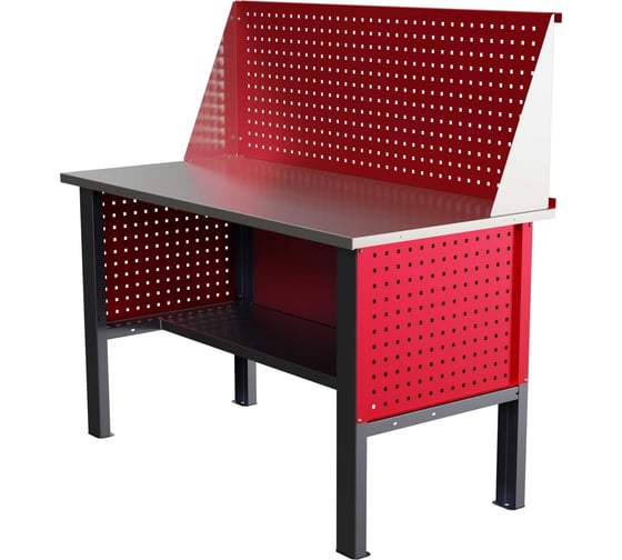 Стол верстак IRONMEBEL worky wk 1400 с экраном и перфопанелями на опорах M-IM00095K