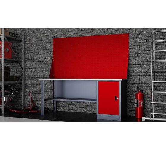 Слесарный однотумбовый верстак IRONMEBEL worky wk-0 1900 с двойным экраном M-IM00157K