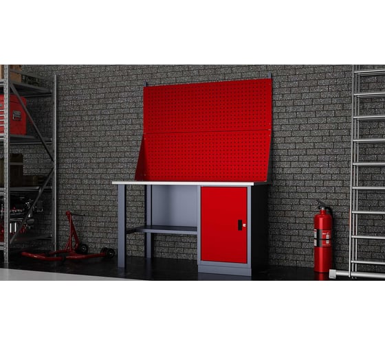 Слесарный однотумбовый верстак IRONMEBEL worky wk-0 1400 с двойным экраном M-IM00125K