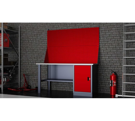 Слесарный однотумбовый верстак IRONMEBEL worky wk-0 1600 с двойным экраном M-IM00141K