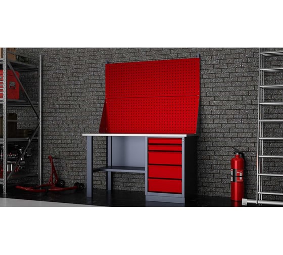 Слесарный однотумбовый верстак IRONMEBEL worky wk-5 1400 с двойным экраном M-IM00133K