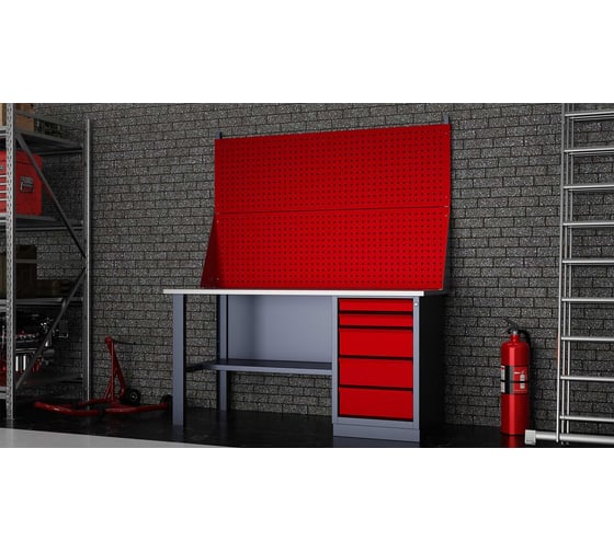 Слесарный однотумбовый верстак IRONMEBEL worky wk-5 1600 с двойным экраном M-IM00149K