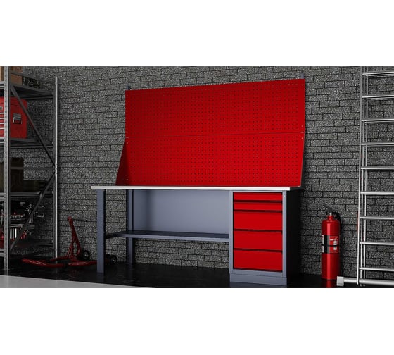 Слесарный однотумбовый верстак IRONMEBEL worky wk-5 1900 с двойным экраном M-IM00165K