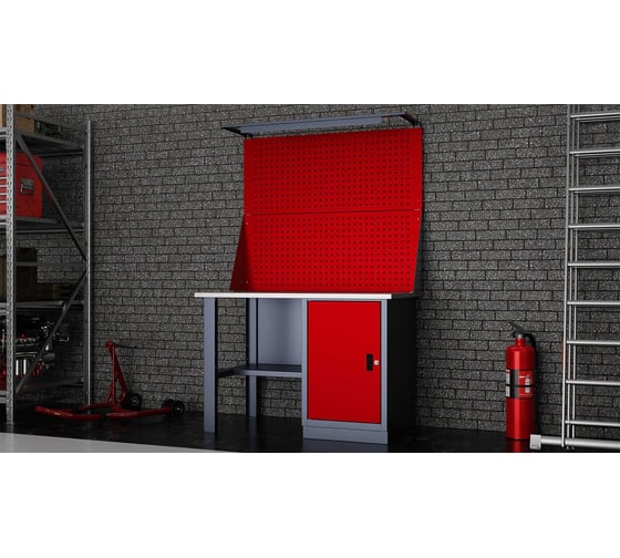 Слесарный однотумбовый верстак IRONMEBEL Worky WK-0 1200 с двойным экраном и освещением M-IM00110K