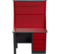 Слесарный однотумбовый верстак IRONMEBEL Worky WK-5 1200 с двойным экраном, освещением и перфопанелями на опорах M-IM00122K