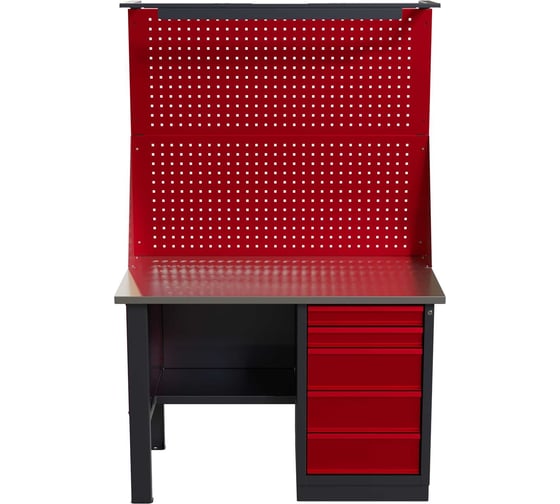 Слесарный однотумбовый верстак IRONMEBEL Worky WK-5 1200 с двойным экраном, освещением и перфопанелями на опорах M-IM00122K 1
