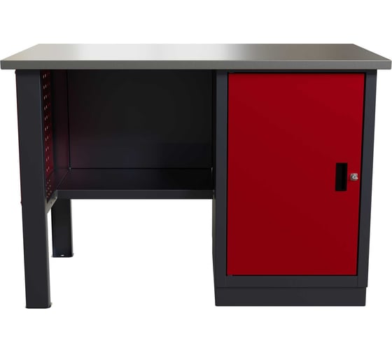 Слесарный однотумбовый верстак IRONMEBEL Worky WK-0 1200 с перфопанелями на опорах M-IM00111K