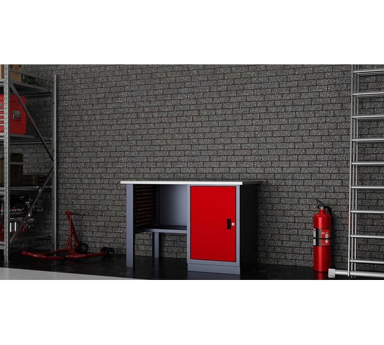 Слесарный однотумбовый верстак IRONMEBEL Worky WK-0 1200 с перфопанелями на опорах M-IM00111K