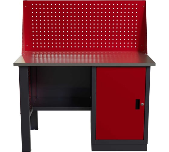 Слесарный однотумбовый верстак IRONMEBEL Worky WK-0 1200 с экраном и перфопанелями на опорах M-IM00112K