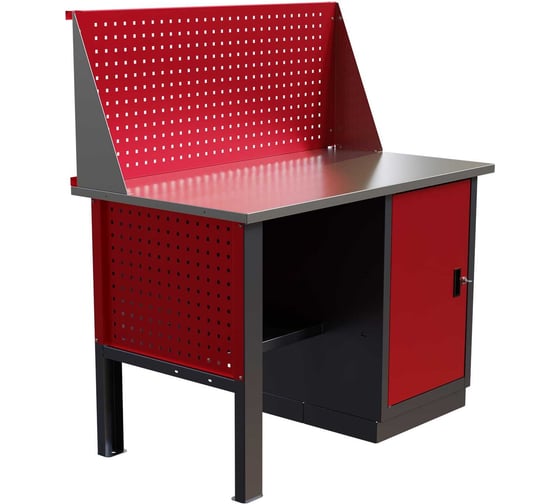 Слесарный однотумбовый верстак IRONMEBEL Worky WK-0 1200 с экраном и перфопанелями на опорах M-IM00112K
