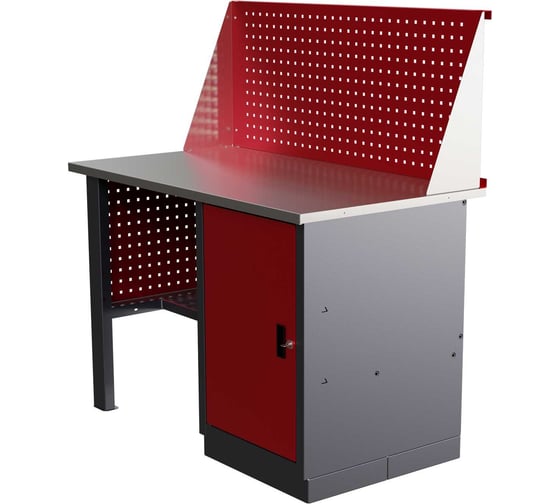 Слесарный однотумбовый верстак IRONMEBEL Worky WK-0 1200 с экраном и перфопанелями на опорах M-IM00112K