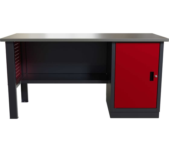 Слесарный однотумбовый верстак IRONMEBEL Worky WK-0 1600 с перфопанелями на опорах M-IM00143K 1