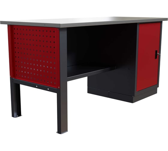 Слесарный однотумбовый верстак IRONMEBEL Worky WK-0 1600 с перфопанелями на опорах M-IM00143K
