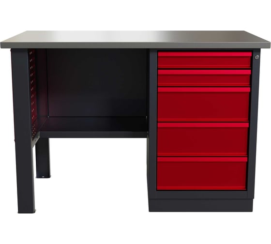 Слесарный однотумбовый верстак IRONMEBEL Worky WK-5 1200 с перфопанелями на опорах M-IM00119K 1