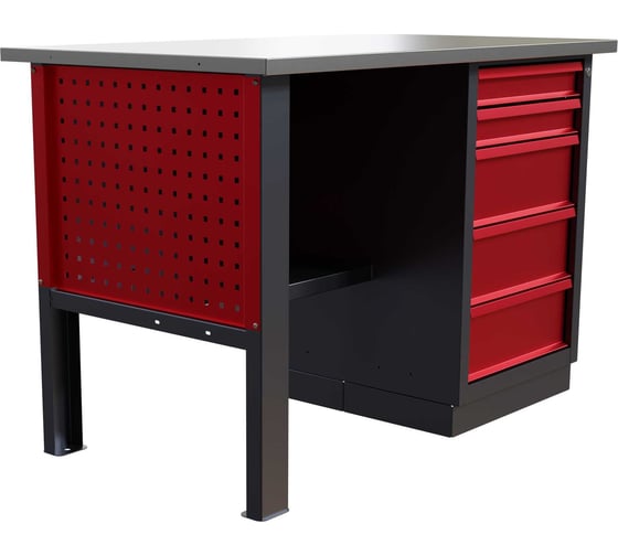 Слесарный однотумбовый верстак IRONMEBEL Worky WK-5 1200 с перфопанелями на опорах M-IM00119K