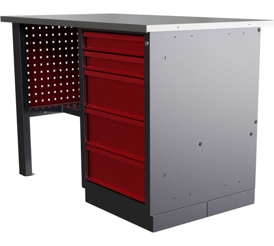 Слесарный однотумбовый верстак IRONMEBEL Worky WK-5 1200 с перфопанелями на опорах M-IM00119K
