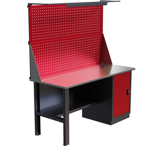 Слесарный однотумбовый верстак IRONMEBEL Worky WK-0 1600 с двойным экраном и освещением M-IM00142K