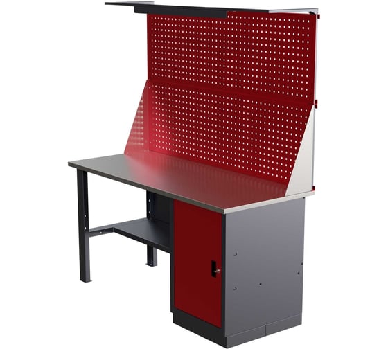 Слесарный однотумбовый верстак IRONMEBEL Worky WK-0 1600 с двойным экраном и освещением M-IM00142K