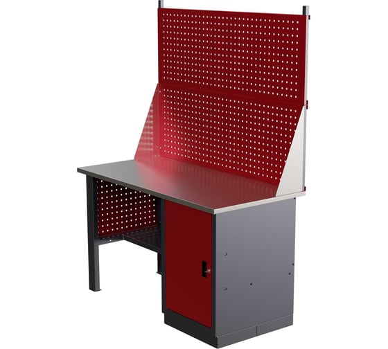 Слесарный однотумбовый верстак IRONMEBEL Worky WK-0 1400 с двойным экраном и перфопанелями на опорах M-IM00129K