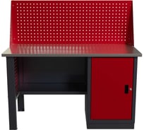 Слесарный однотумбовый верстак IRONMEBEL Worky WK-0 1400 с экраном и перфопанелями на опорах M-IM00128K