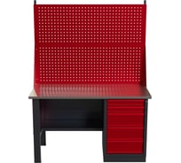 Слесарный однотумбовый верстак IRONMEBEL Worky WK-5 1400 с двойным экраном и перфопанелями на опорах M-IM00137K