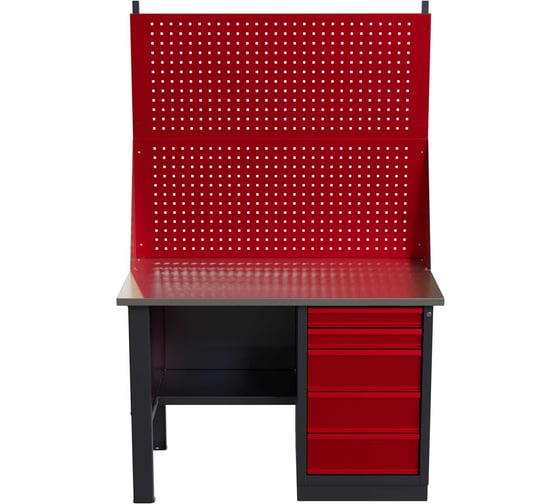 Слесарный однотумбовый верстак IRONMEBEL Worky WK-5 1200 с двойным экраном и перфопанелями на опорах M-IM00121K