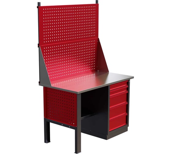 Слесарный однотумбовый верстак IRONMEBEL Worky WK-5 1200 с двойным экраном и перфопанелями на опорах M-IM00121K