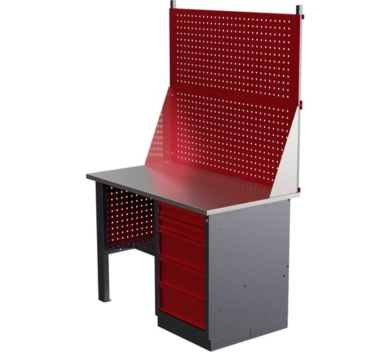 Слесарный однотумбовый верстак IRONMEBEL Worky WK-5 1200 с двойным экраном и перфопанелями на опорах M-IM00121K