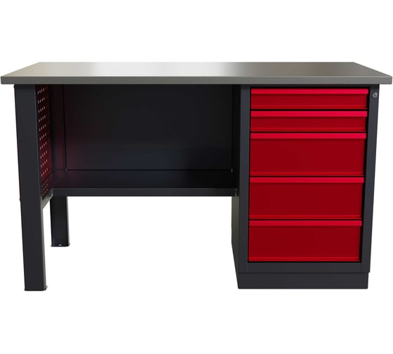 Слесарный однотумбовый верстак IRONMEBEL Worky WK-5 1400 с перфопанелями на опорах M-IM00135K