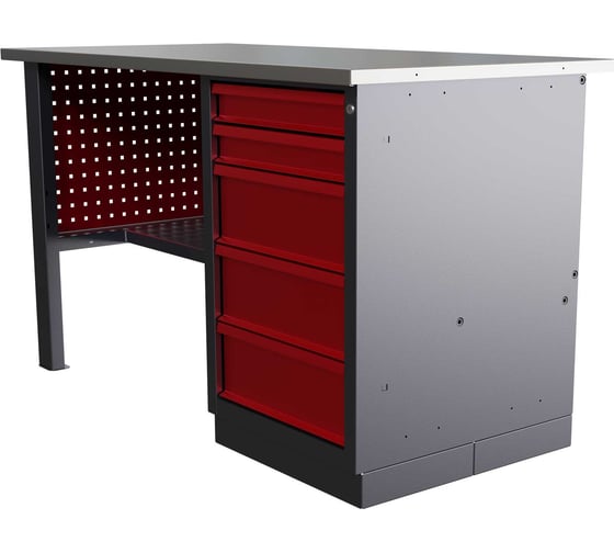 Слесарный однотумбовый верстак IRONMEBEL Worky WK-5 1400 с перфопанелями на опорах M-IM00135K