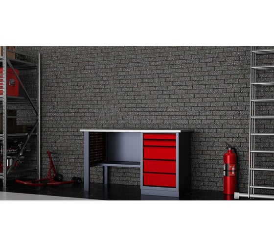 Слесарный однотумбовый верстак IRONMEBEL Worky WK-5 1400 с перфопанелями на опорах M-IM00135K