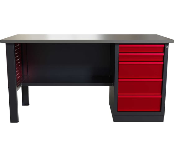 Слесарный однотумбовый верстак с перфопанелями на опорах worky wk-5 1600 IRONMEBEL M-IM00151K 1