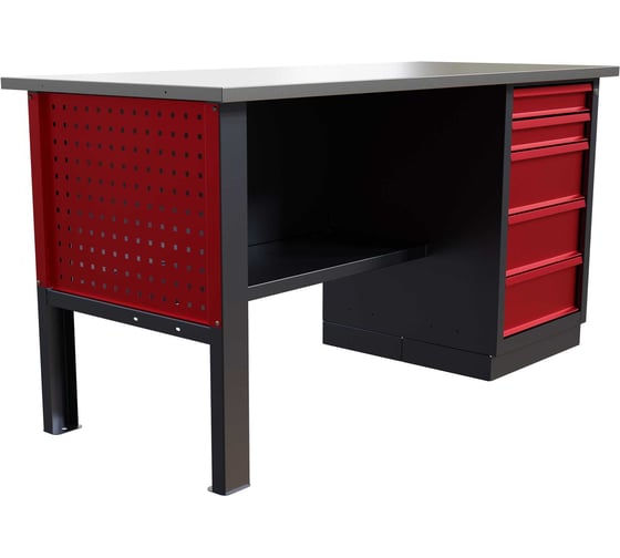 Слесарный однотумбовый верстак с перфопанелями на опорах worky wk-5 1600 IRONMEBEL M-IM00151K