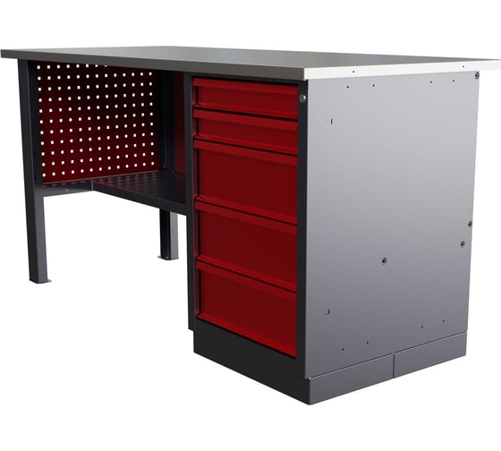 Слесарный однотумбовый верстак с перфопанелями на опорах worky wk-5 1600 IRONMEBEL M-IM00151K