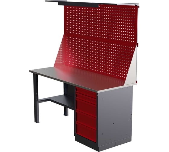 Слесарный однотумбовый верстак с двойным экраном и освещением worky wk-5 1600 IRONMEBEL M-IM00150K