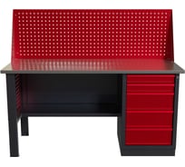 Слесарный однотумбовый верстак с экраном и перфопанелями на опорах IRONMEBEL worky wk-5 1600 M-IM00152K