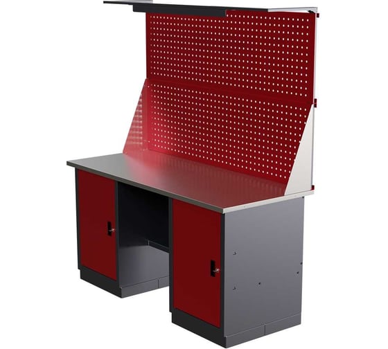 Слесарный двухтумбовый верстак с двойным экраном и освещением worky IRONMEBEL wk-0/wk-0 1600 M-IM00186K