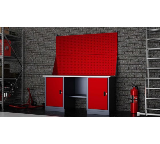 Слесарный двухтумбовый верстак с двойным экраном IRONMEBEL worky wk-0/wk-0 1600 M-IM00185K
