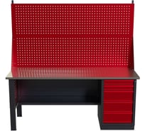 Слесарный однотумбовый верстак IRONMEBEL worky wk-5 1900 с двойным экраном и перфопанелями на опорах M-IM00169K