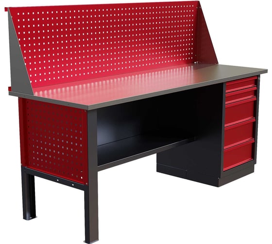 Слесарный однотумбовый верстак IRONMEBEL worky wk-5 1900 с экраном и перфопанелями на опорах M-IM00168K