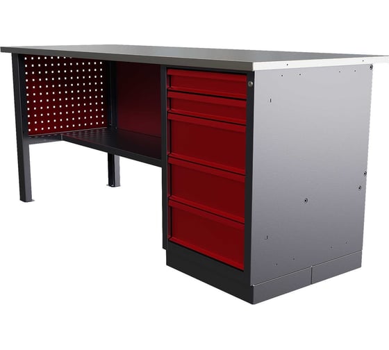 Слесарный однотумбовый верстак IRONMEBEL worky wk-5 1900 с перфопанелями на опорах M-IM00167K