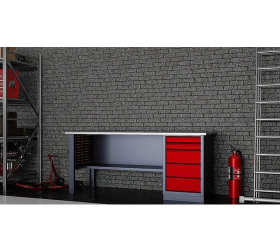 Слесарный однотумбовый верстак IRONMEBEL worky wk-5 1900 с перфопанелями на опорах M-IM00167K