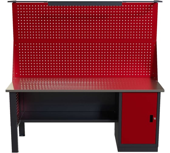 Слесарный однотумбовый станок IRONMEBEL worky wk-0 1900 с двойным экраном, освещением и перфопанелями на опорах M-IM00162K