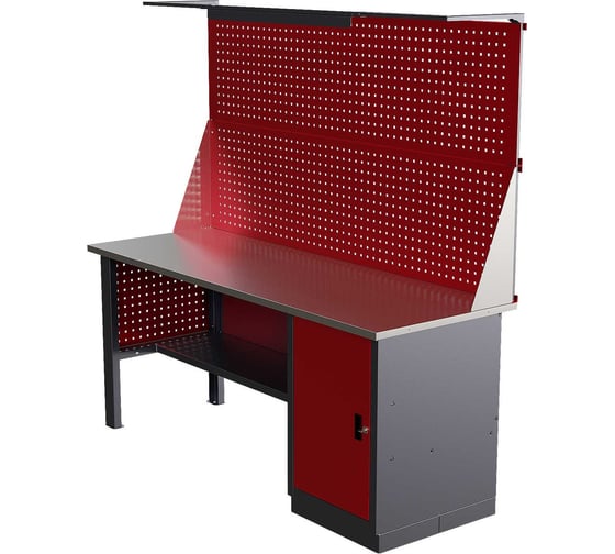Слесарный однотумбовый станок IRONMEBEL worky wk-0 1900 с двойным экраном, освещением и перфопанелями на опорах M-IM00162K