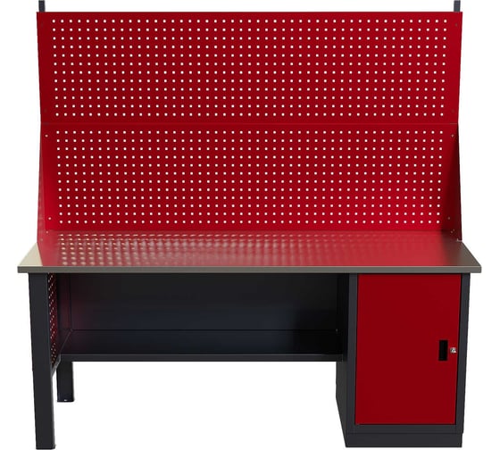 Слесарный однотумбовый верстак IRONMEBEL worky wk-0 1900 с двойным экраном и перфопанелями на опорах M-IM00161K 1