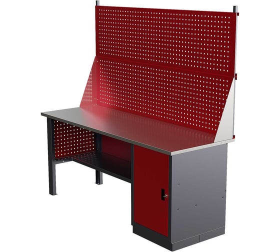 Слесарный однотумбовый верстак IRONMEBEL worky wk-0 1900 с двойным экраном и перфопанелями на опорах M-IM00161K